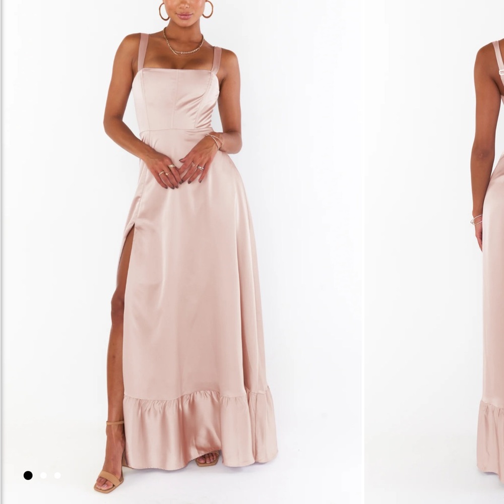 Clarissa Corset Dress in Rose Gold Luxe Satin